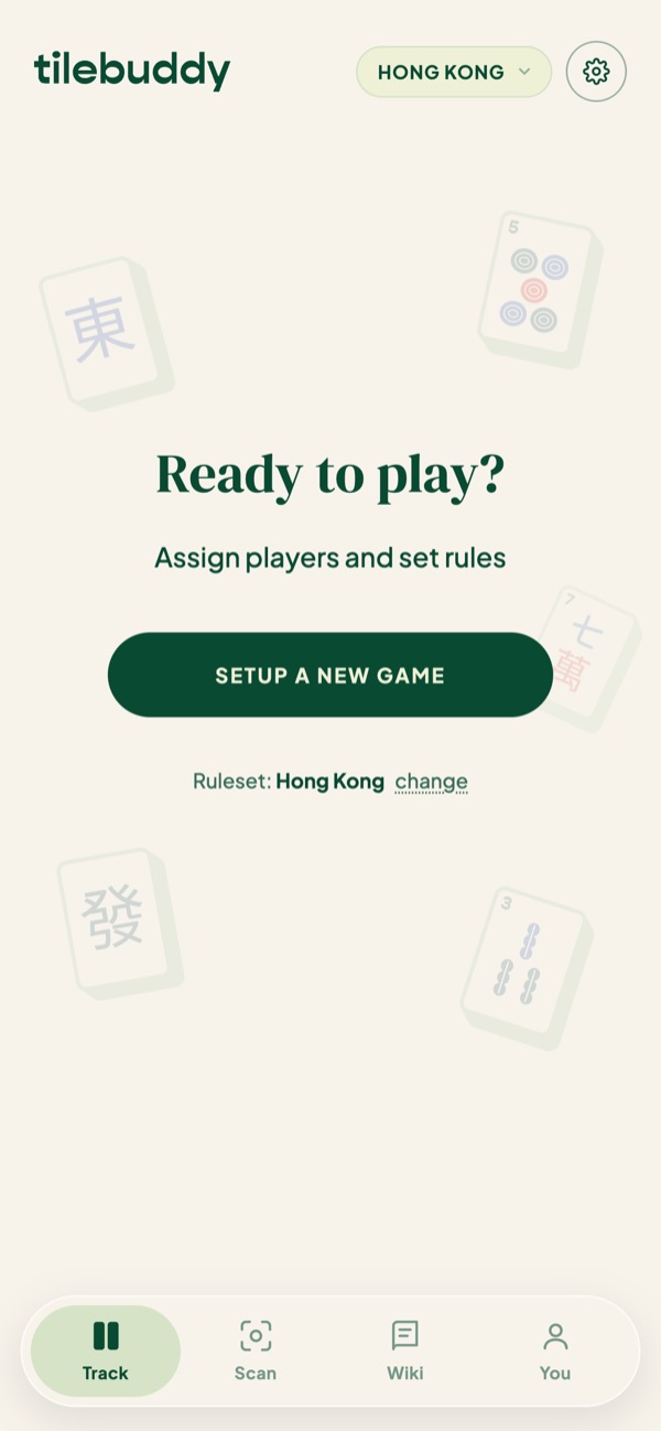 Track tab: Ready to play? with a Setup a new game button